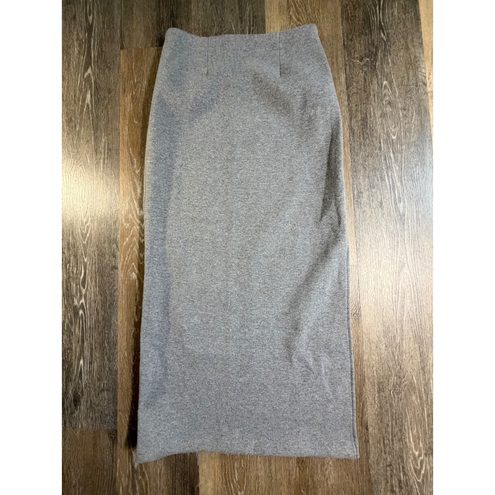 Zara Midi Skirt Womens Medium Grey Knit High Waisted Pencil Minimalist Straight